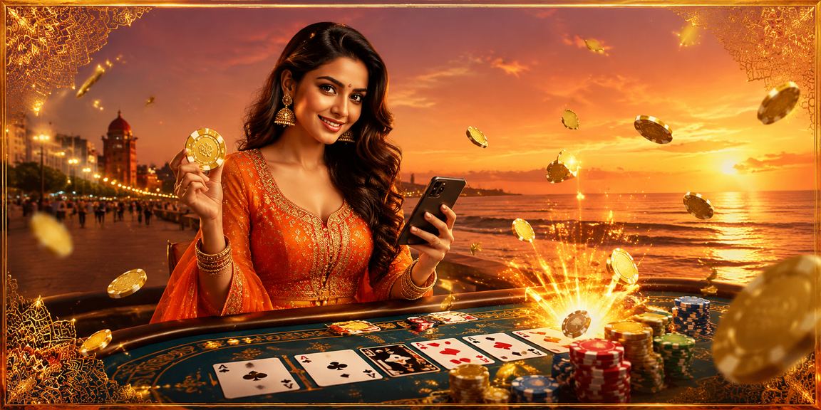 Player enjoying Andar Bahar card game by Chennai Marina Beach