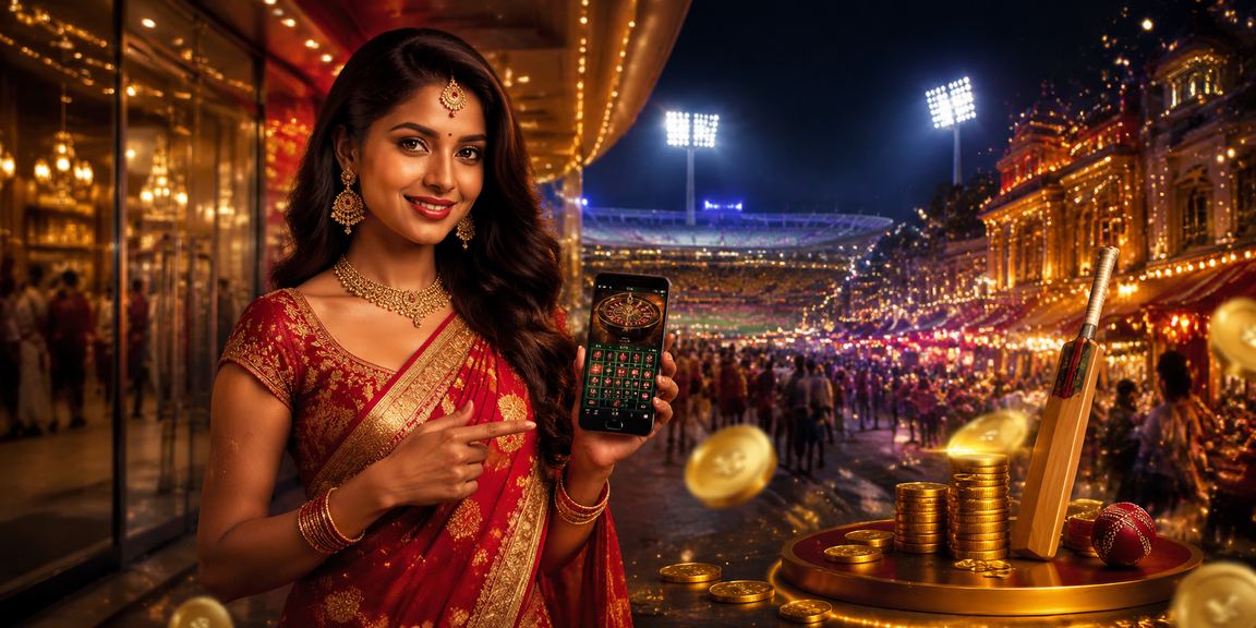 Indian woman enjoying cricket betting with mobile device