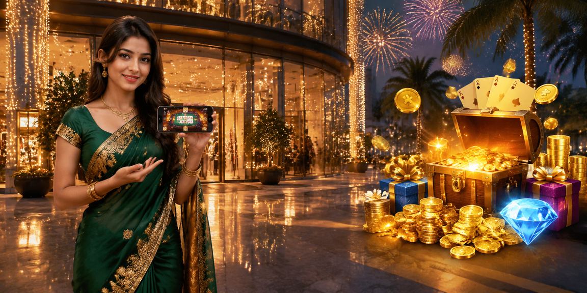 Indian lady playing Aviator game enjoying festive moment